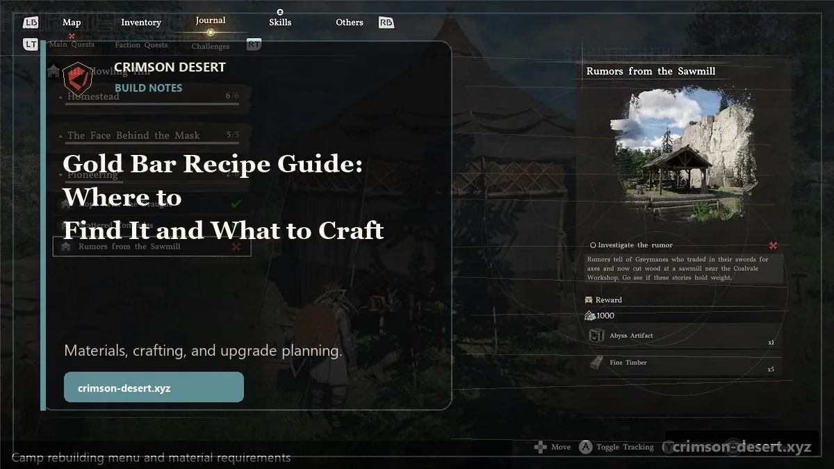 Gold Bar Recipe Crimson Desert Guide: Where to Find It and What to Craft - polished Crimson Desert guide cover