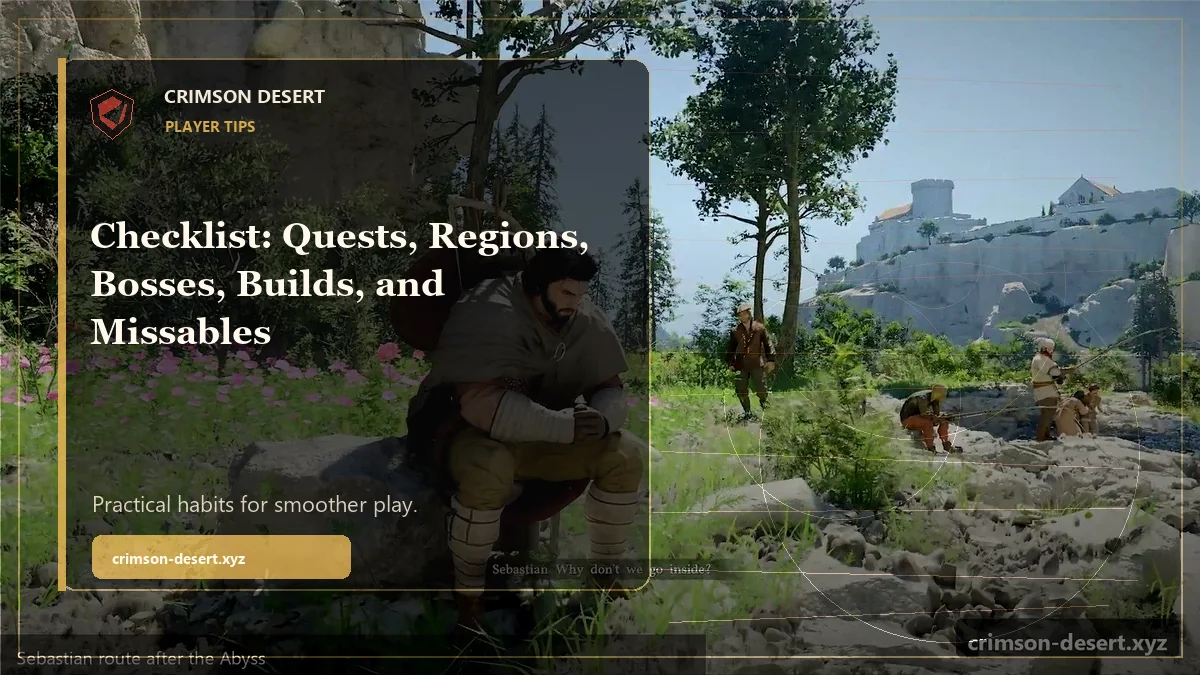 Crimson Desert Checklist: Quests, Regions, Bosses, Builds, and Missables - polished Crimson Desert guide cover