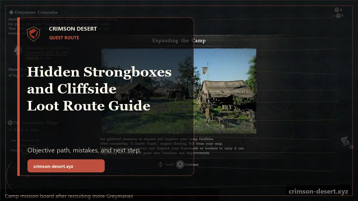 Hidden Strongboxes and Cliffside Loot Route Guide - polished Crimson Desert guide cover