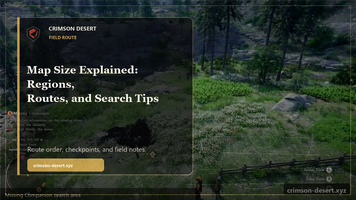 Crimson Desert Map Size Explained: Regions, Routes, and Search Tips - polished Crimson Desert guide cover