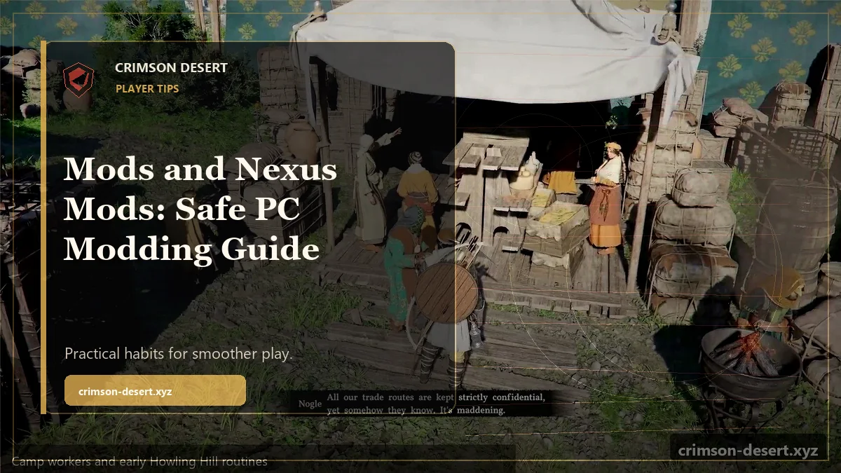Crimson Desert Mods and Nexus Mods: Safe PC Modding Guide - polished Crimson Desert guide cover