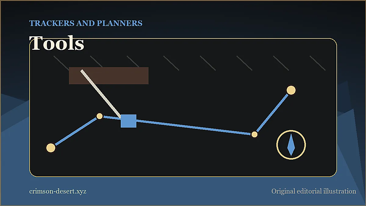 Original Crimson Desert tools dashboard cover for trackers, planners, and build comparison pages.