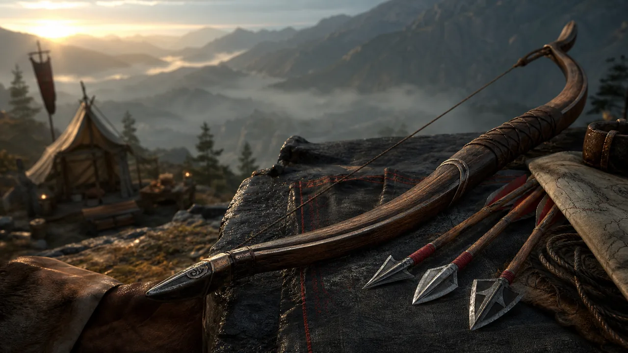 Illustrative hunting bow and arrows for the Crimson Desert best bow build guide