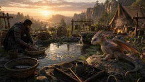 Crimson Desert Baby Wyvern and pond guide cover art