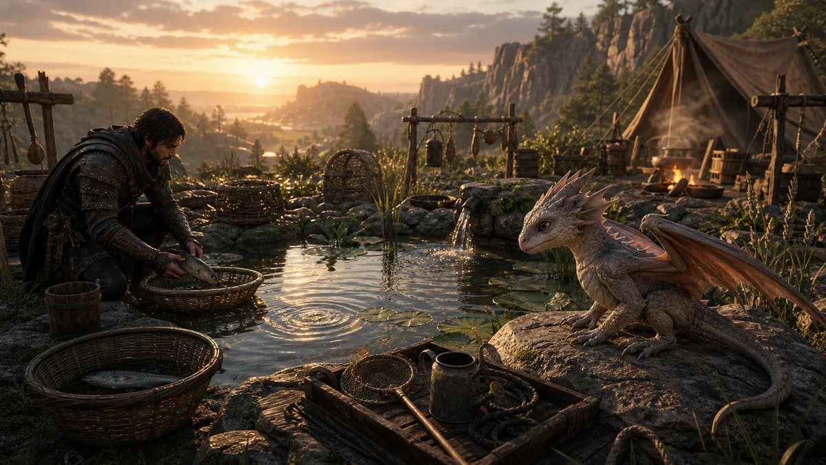 Crimson Desert Baby Wyvern and pond guide cover art