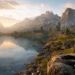 Illustrative crisp mountain lake view for the Crimson Desert PS5 and Xbox image quality guide