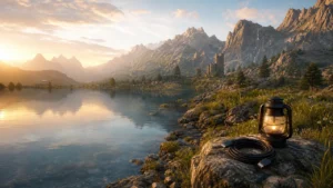 Illustrative crisp mountain lake view for the Crimson Desert PS5 and Xbox image quality guide