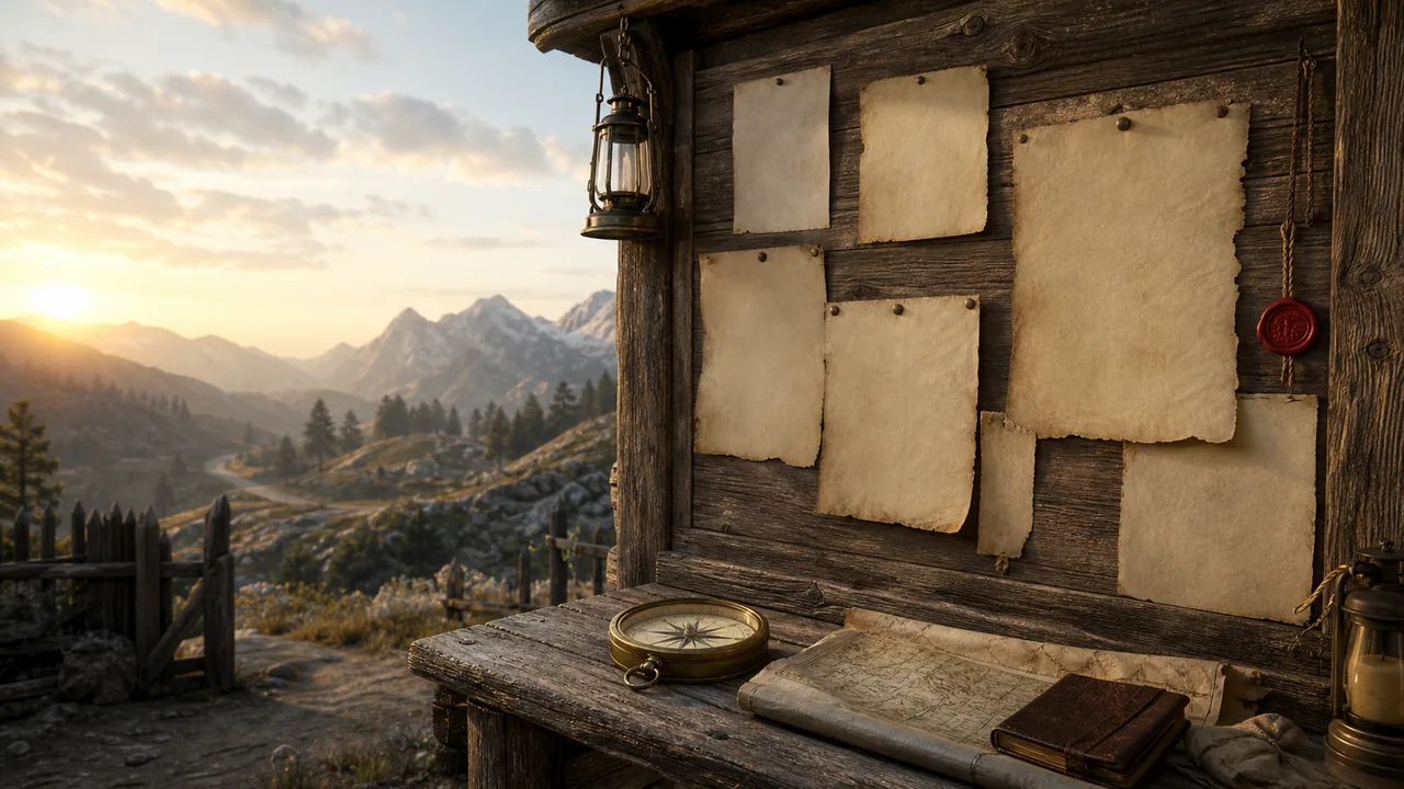 Illustrative frontier update notice board for the Crimson Desert weekly update watch