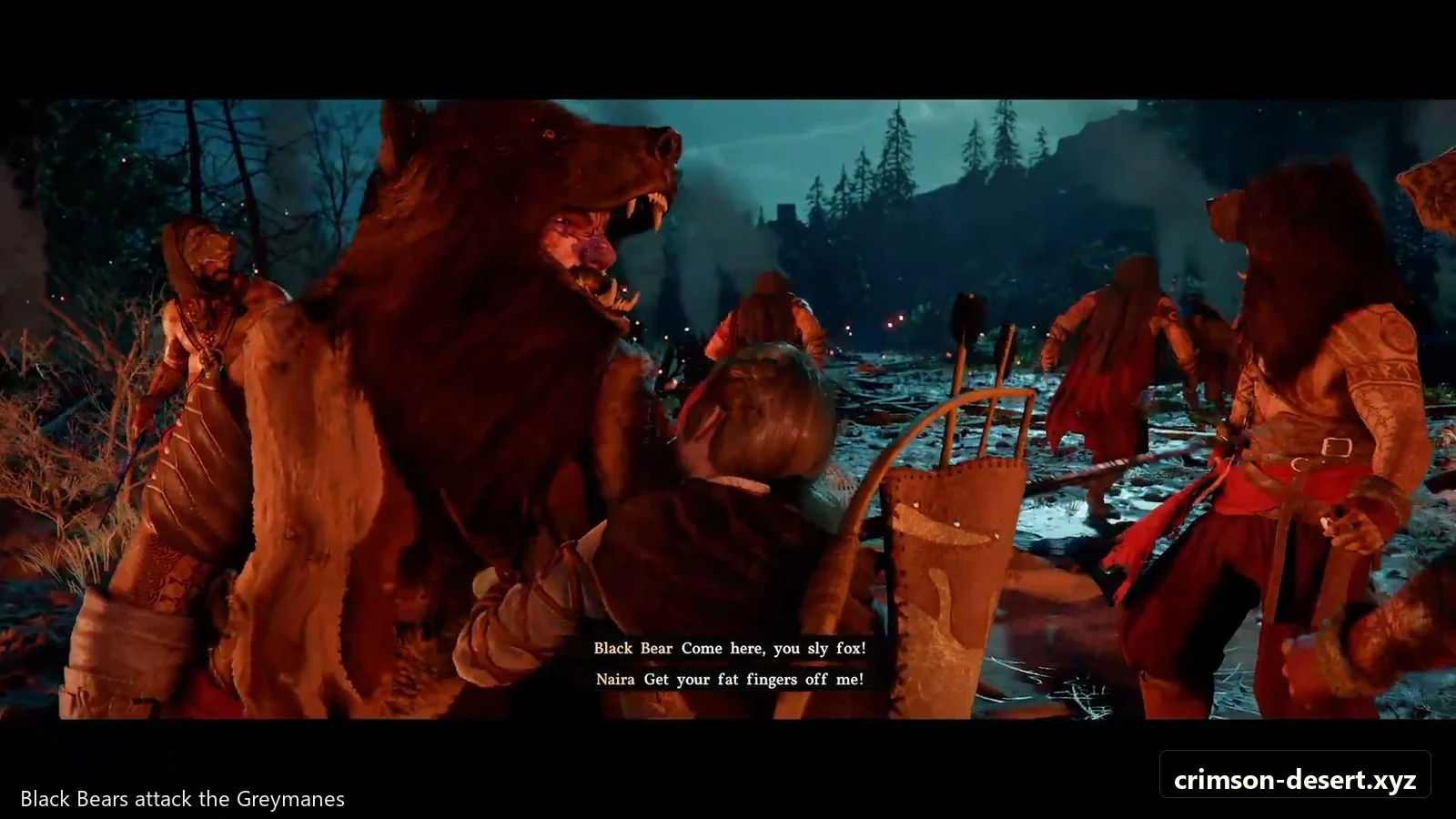 Crimson Desert in-game screenshot illustrating Black Bear Attack (Step 2)