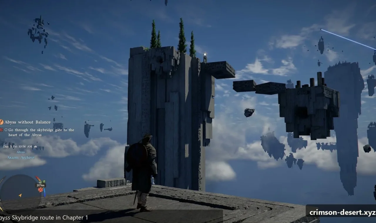 Crimson Desert in-game screenshot illustrating Abyss Skybridge (Step 5)