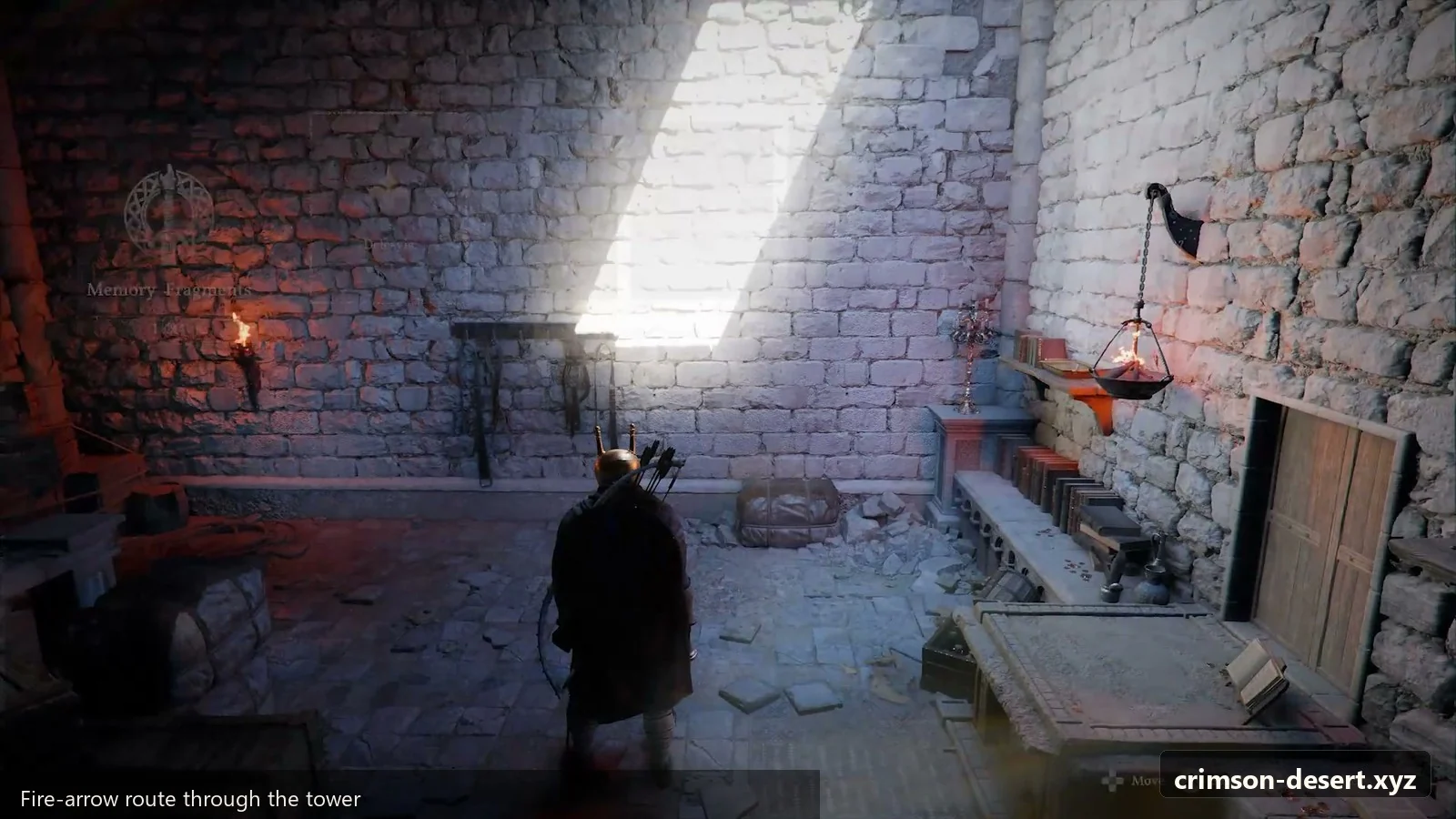 Crimson Desert in-game screenshot illustrating Fire Arrow Room (Step 2)