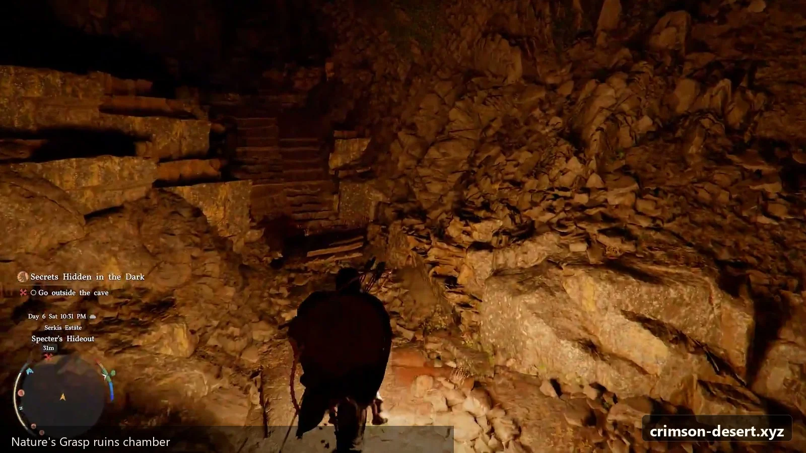 Crimson Desert in-game screenshot illustrating Ruins Cavern (Step 4)