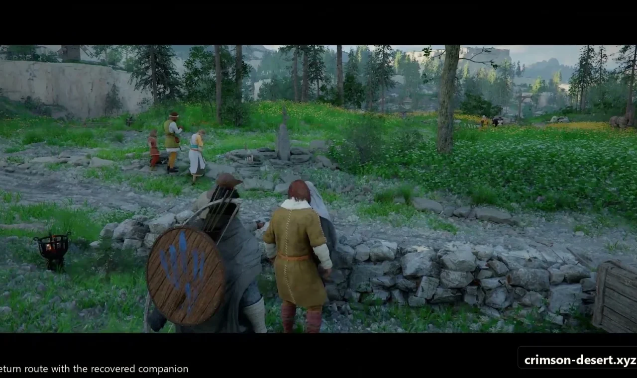 Crimson Desert in-game screenshot illustrating Return Route (Step 4)