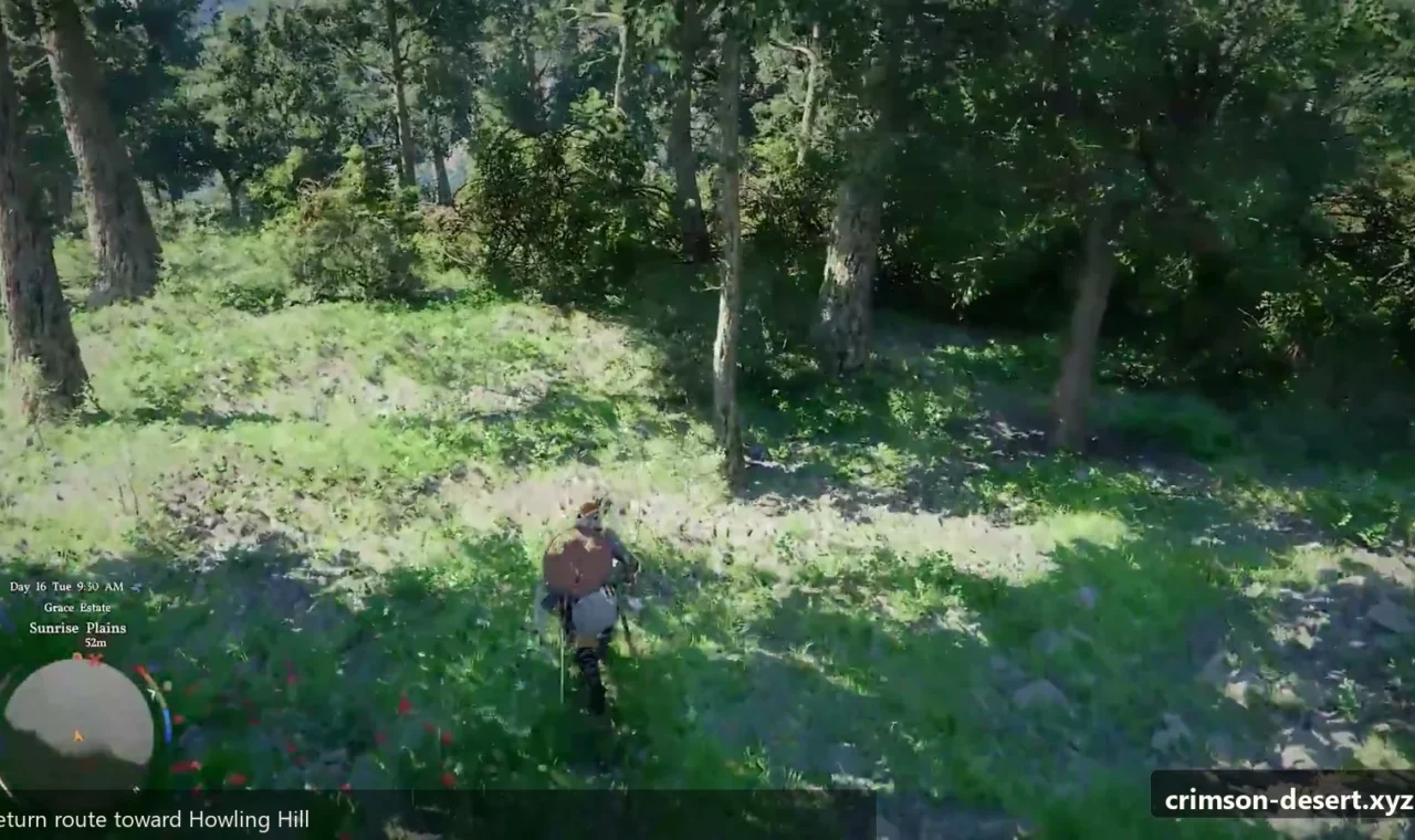 Crimson Desert in-game screenshot illustrating Return To Howling Hill (Step 1)