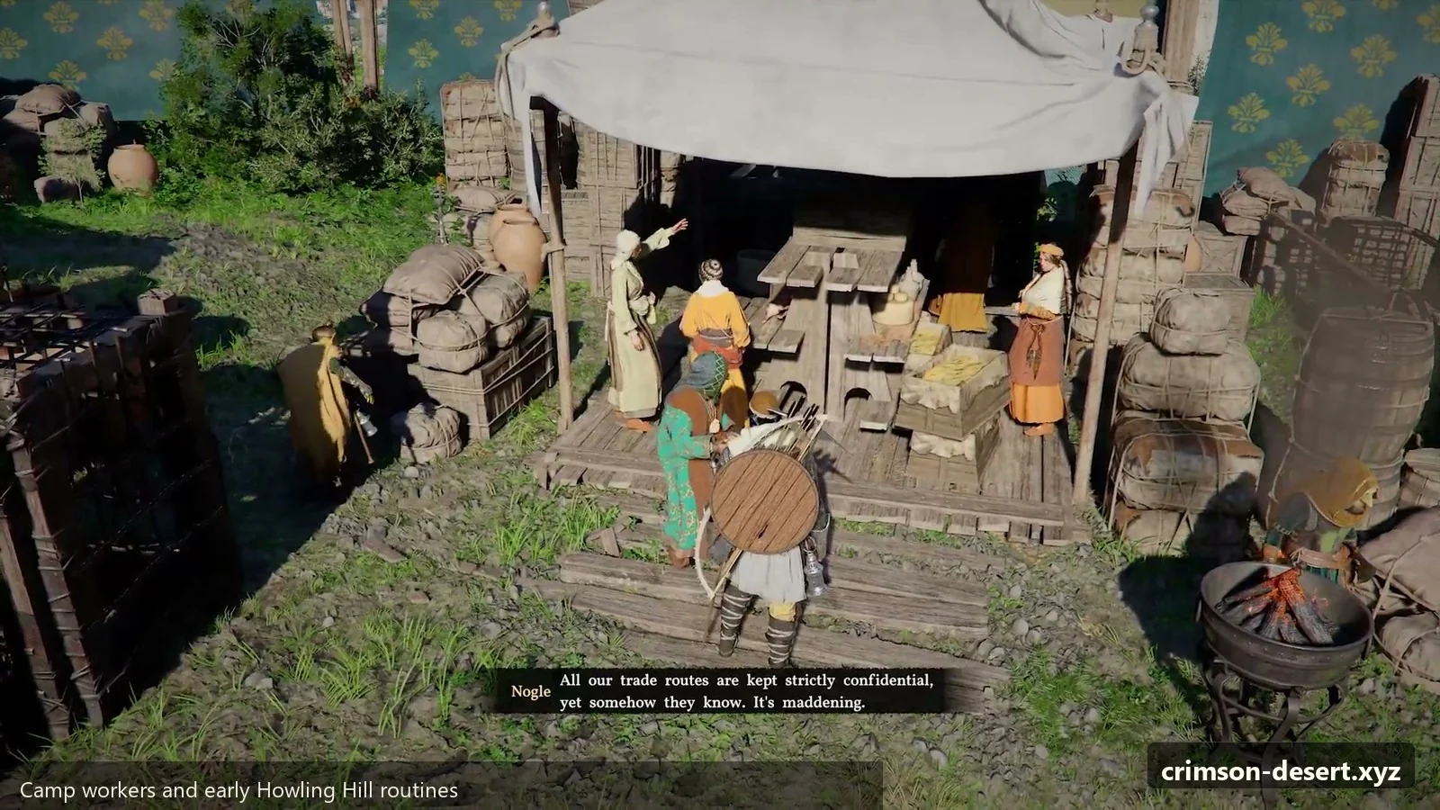 Crimson Desert in-game screenshot illustrating Camp Workers (Step 4)