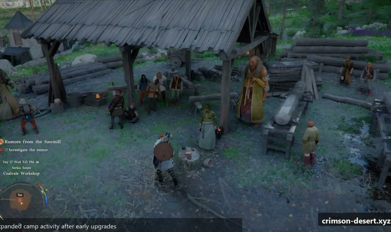 Crimson Desert in-game screenshot illustrating Expanded Camp (Step 5)