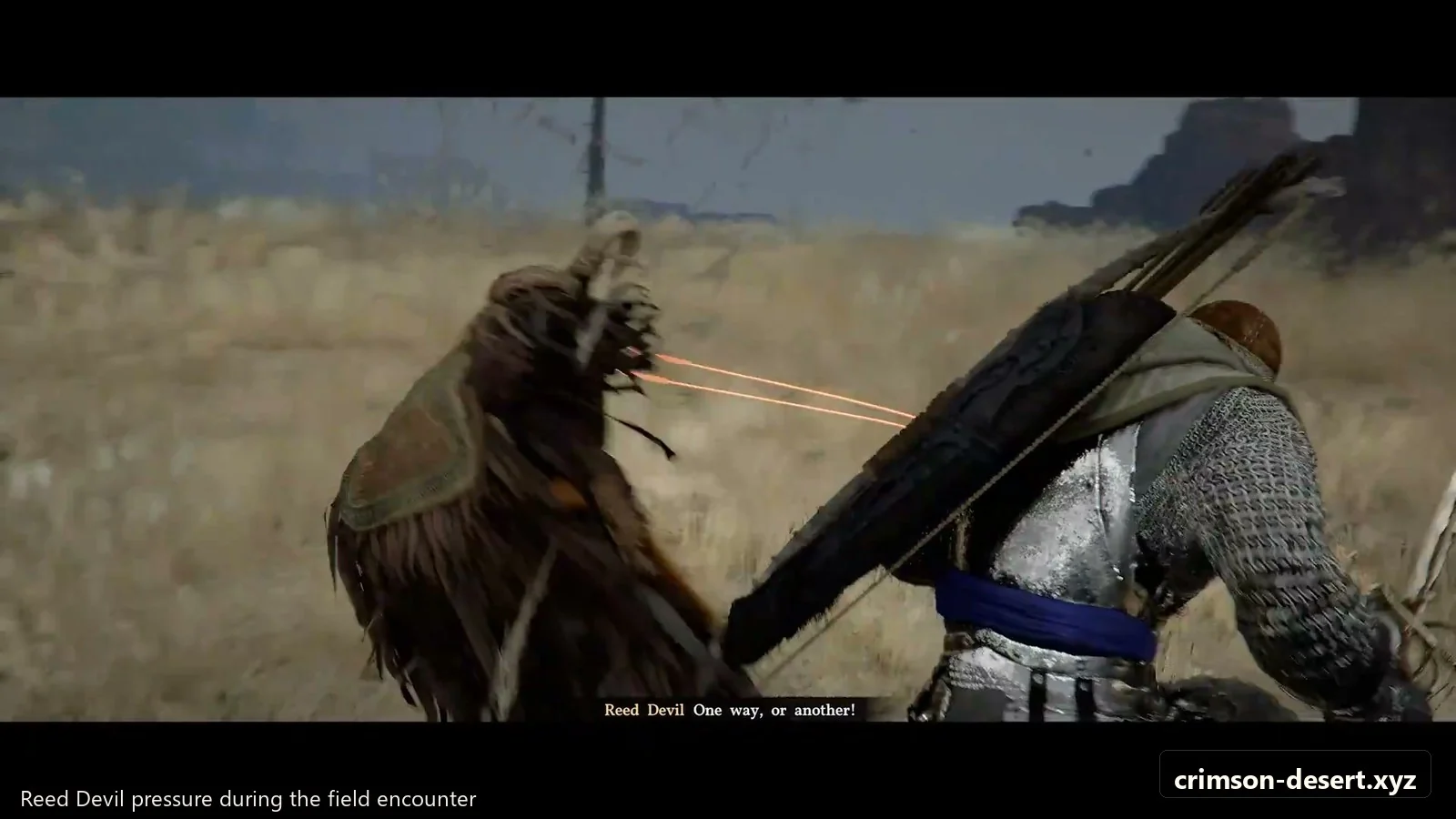 Crimson Desert in-game screenshot illustrating Reed Devil Approach (Step 1)