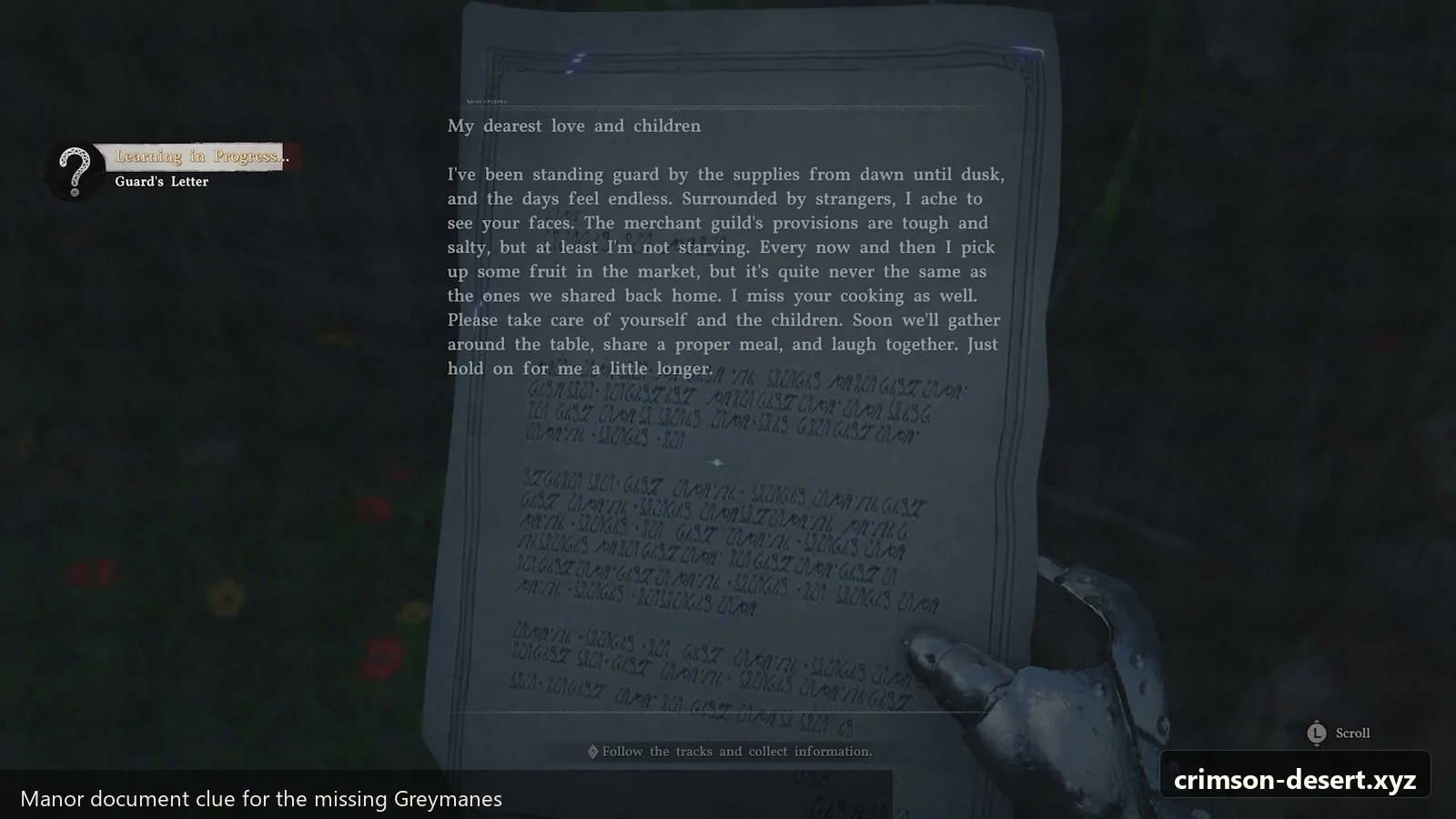 Crimson Desert in-game screenshot illustrating Manor Document (Step 4)