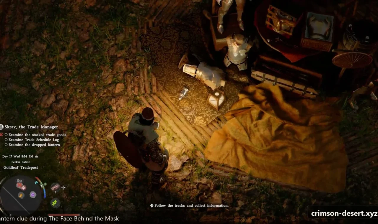 Crimson Desert in-game screenshot illustrating Lantern Clue (Step 5)