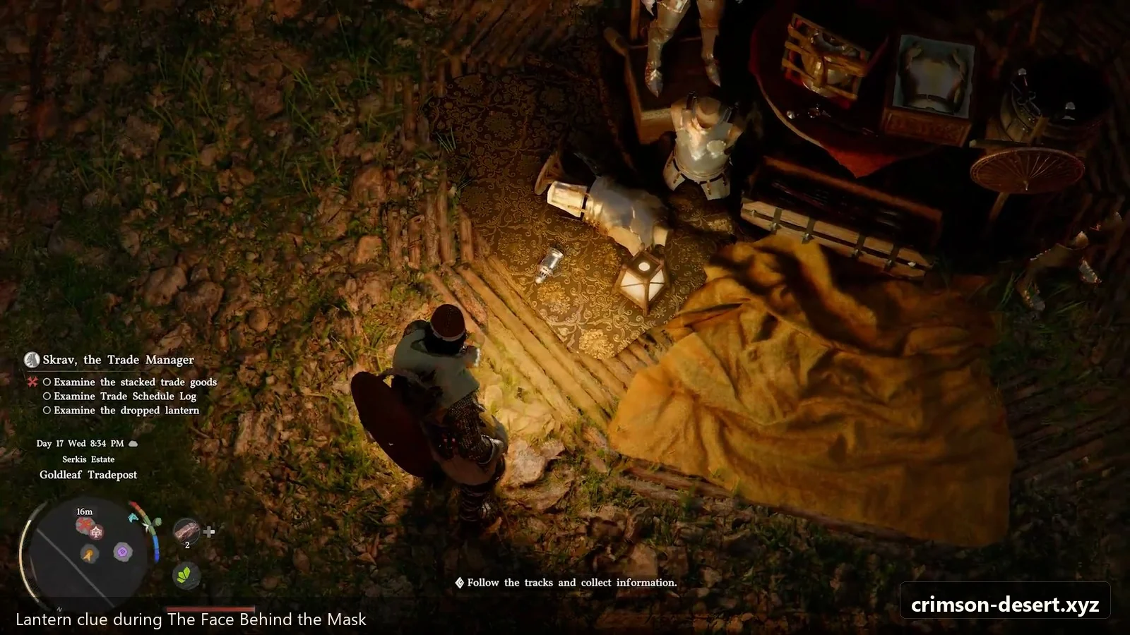 Crimson Desert in-game screenshot illustrating Lantern Clue (Step 5)