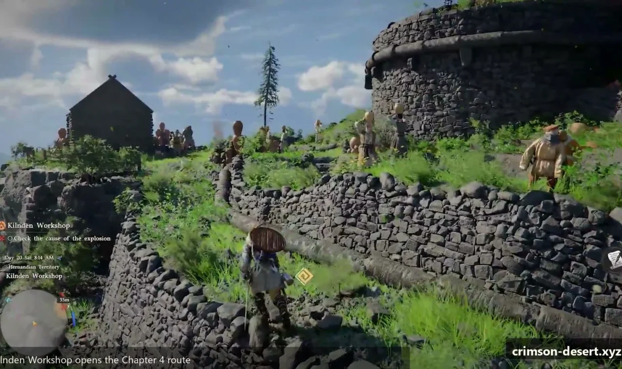 Crimson Desert in-game screenshot illustrating Kilnden Workshop (Step 1)