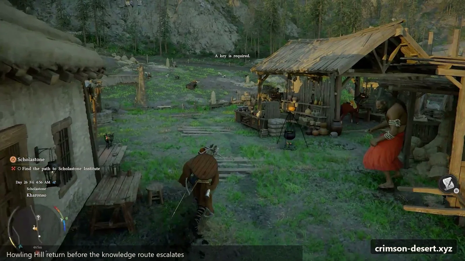 Crimson Desert in-game screenshot illustrating Howling Hill Return (Step 3)