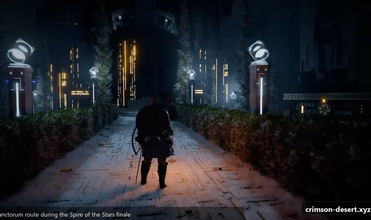 Crimson Desert in-game screenshot illustrating Sanctorum Route (Step 6)