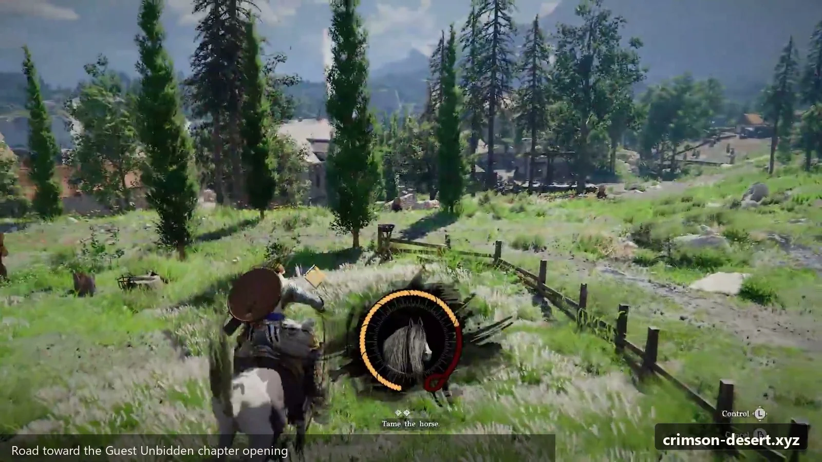 Crimson Desert in-game screenshot illustrating Road To Guest Unbidden (Step 1)