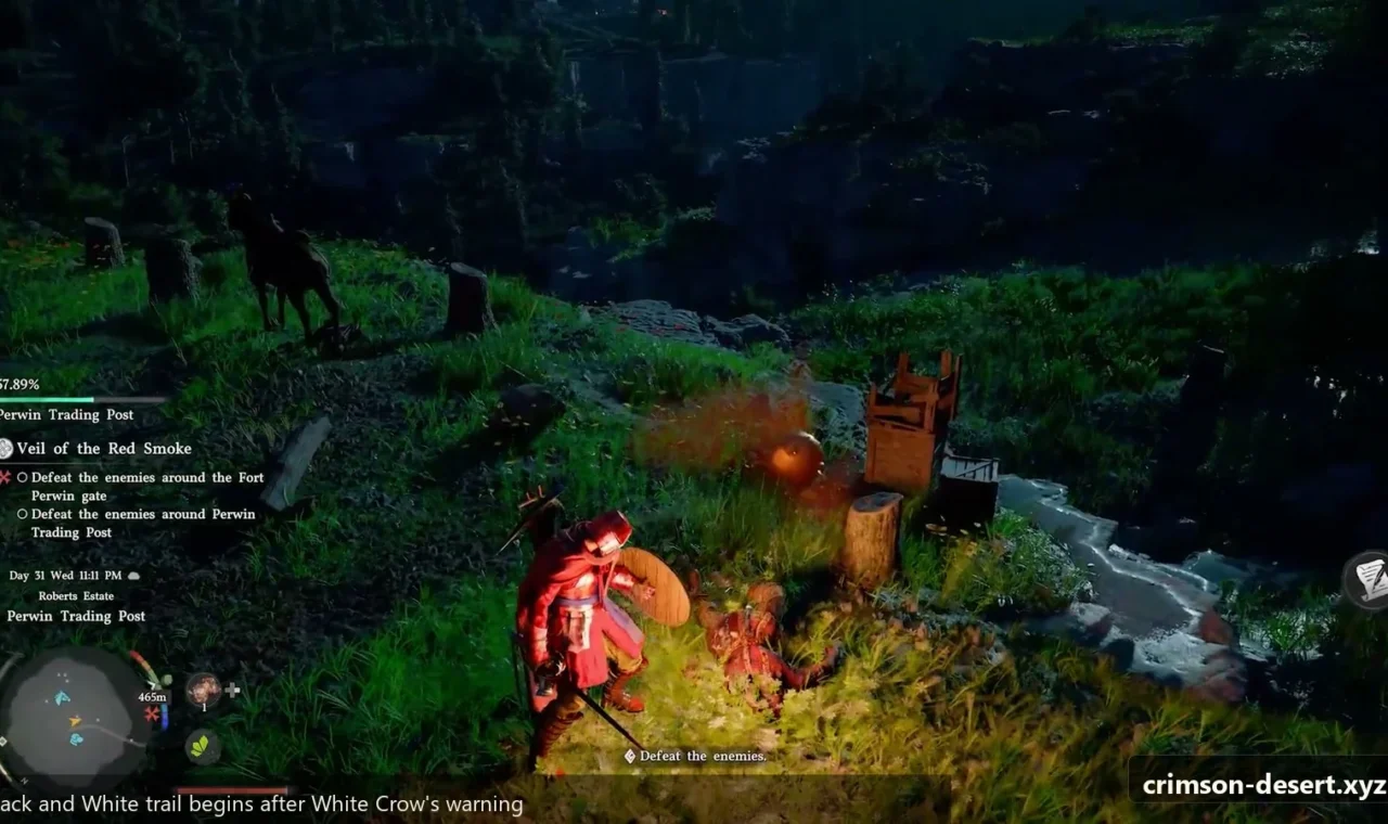 Crimson Desert in-game screenshot illustrating Black And White Trail (Step 4)