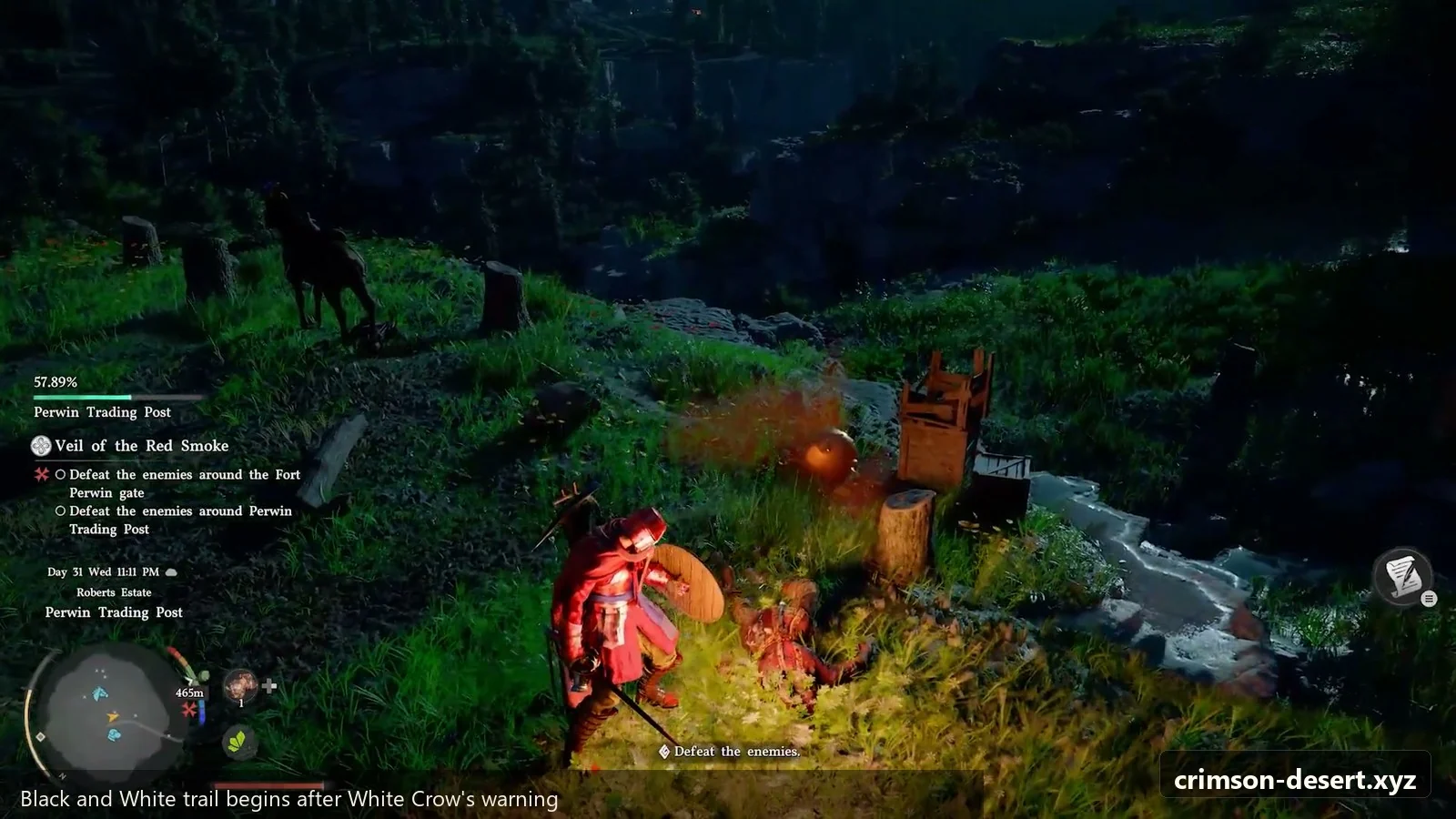 Crimson Desert in-game screenshot illustrating Black And White Trail (Step 4)