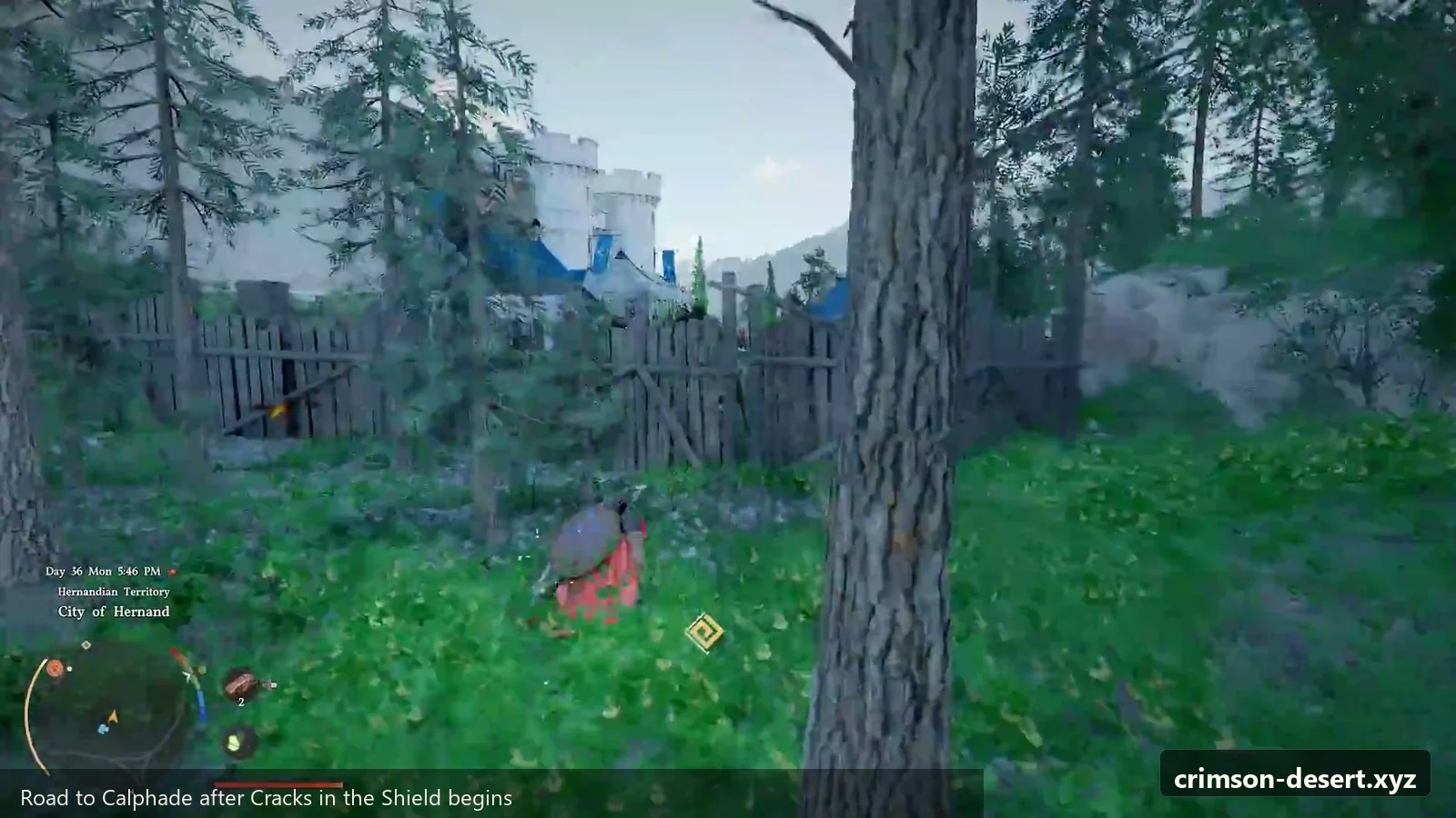 Crimson Desert in-game screenshot illustrating Road To Calphade (Step 1)