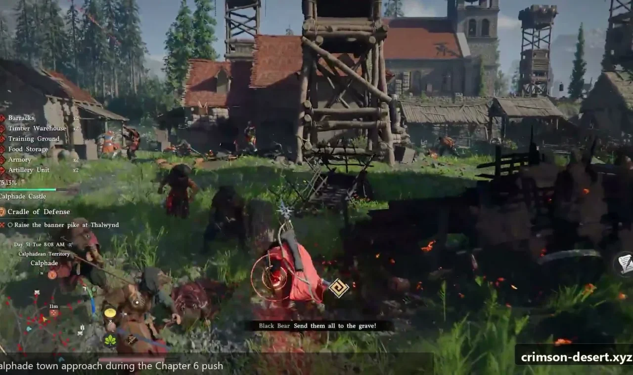 Crimson Desert in-game screenshot illustrating Calphade Town (Step 5)