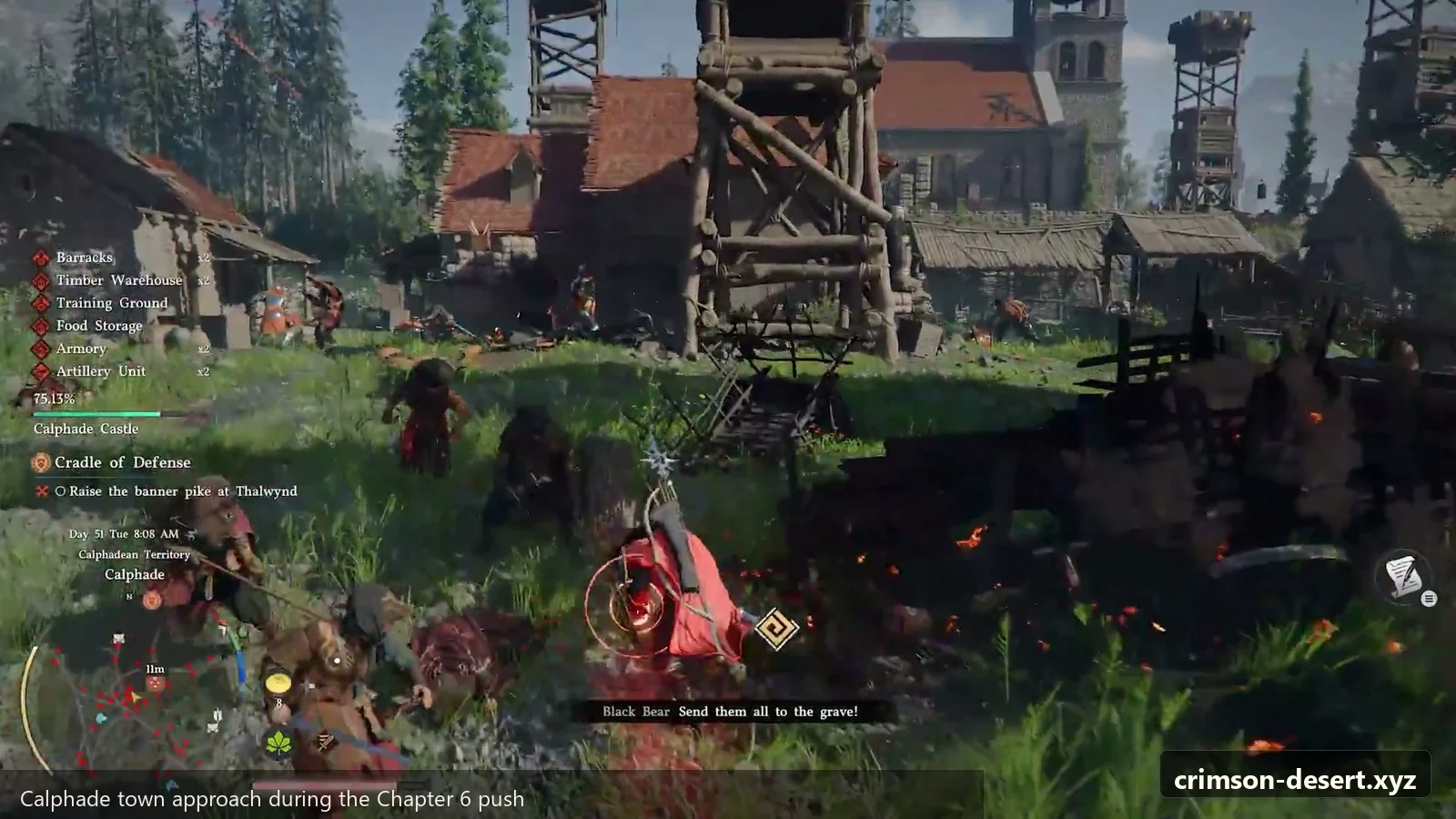 Crimson Desert in-game screenshot illustrating Calphade Town (Step 5)