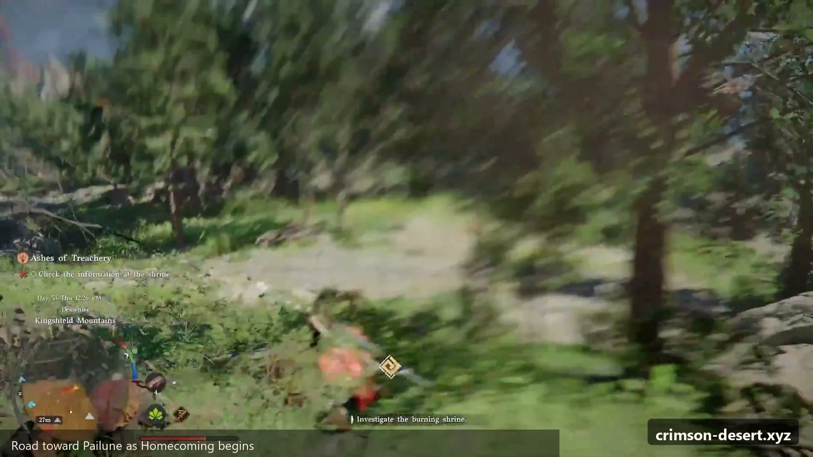 Crimson Desert in-game screenshot illustrating Road To Pailune (Step 1)