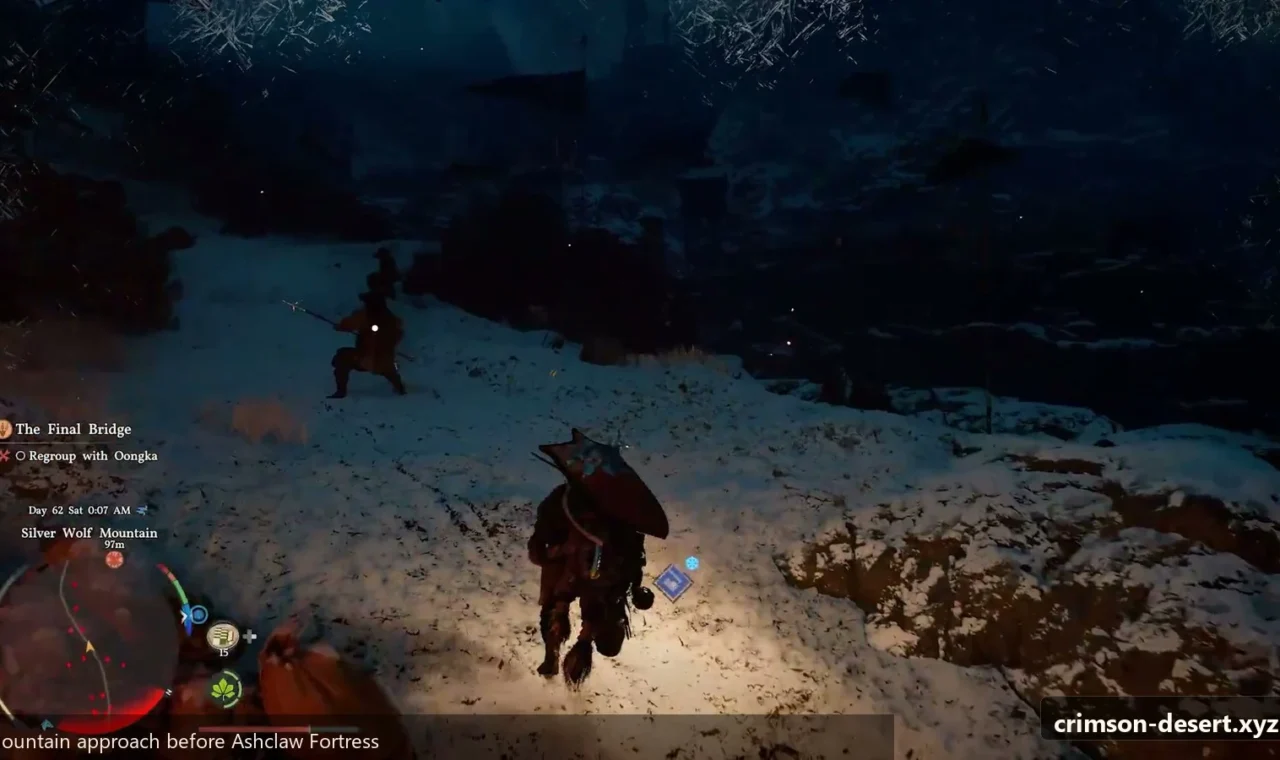 Crimson Desert in-game screenshot illustrating Mountain Approach (Step 2)