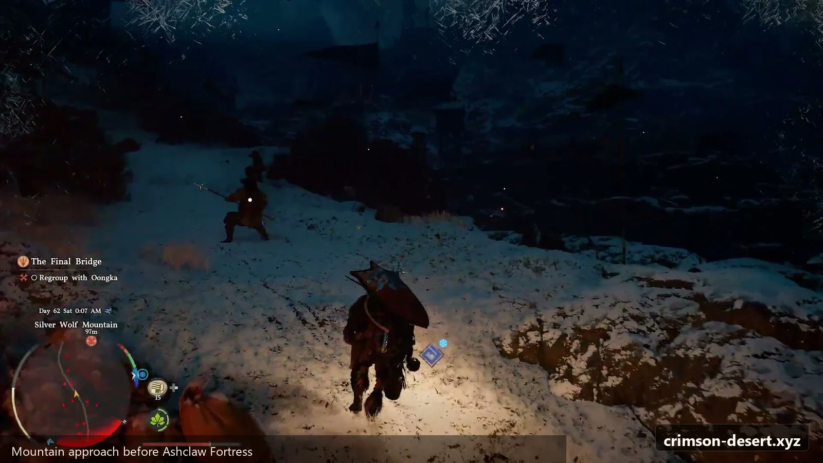 Crimson Desert in-game screenshot illustrating Mountain Approach (Step 2)