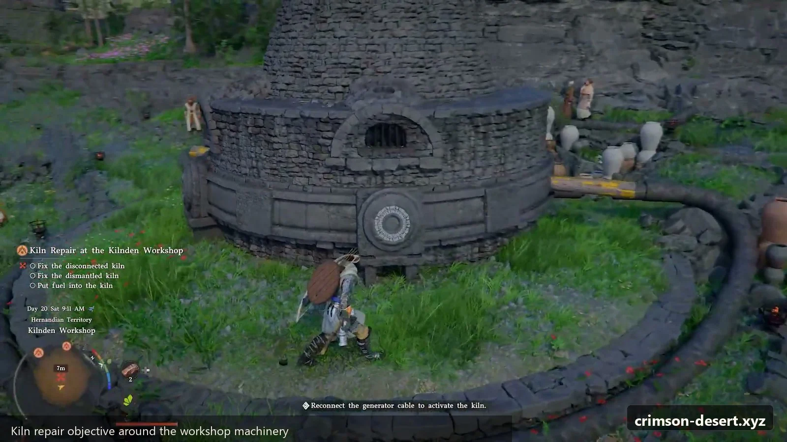 Crimson Desert in-game screenshot illustrating Kiln Repair (Step 2)