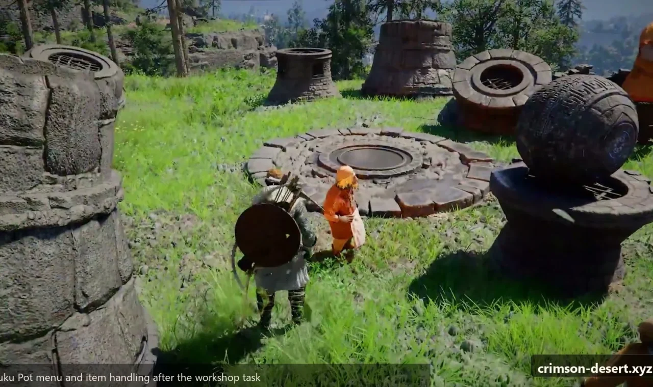 Crimson Desert in-game screenshot illustrating Kuku Pot Menu (Step 4)