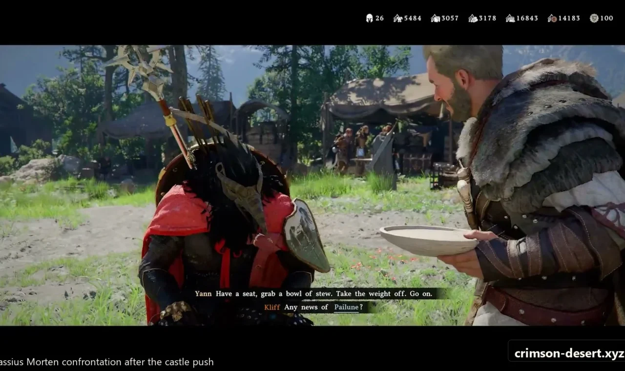 Crimson Desert in-game screenshot illustrating Cassius Morten (Step 5)